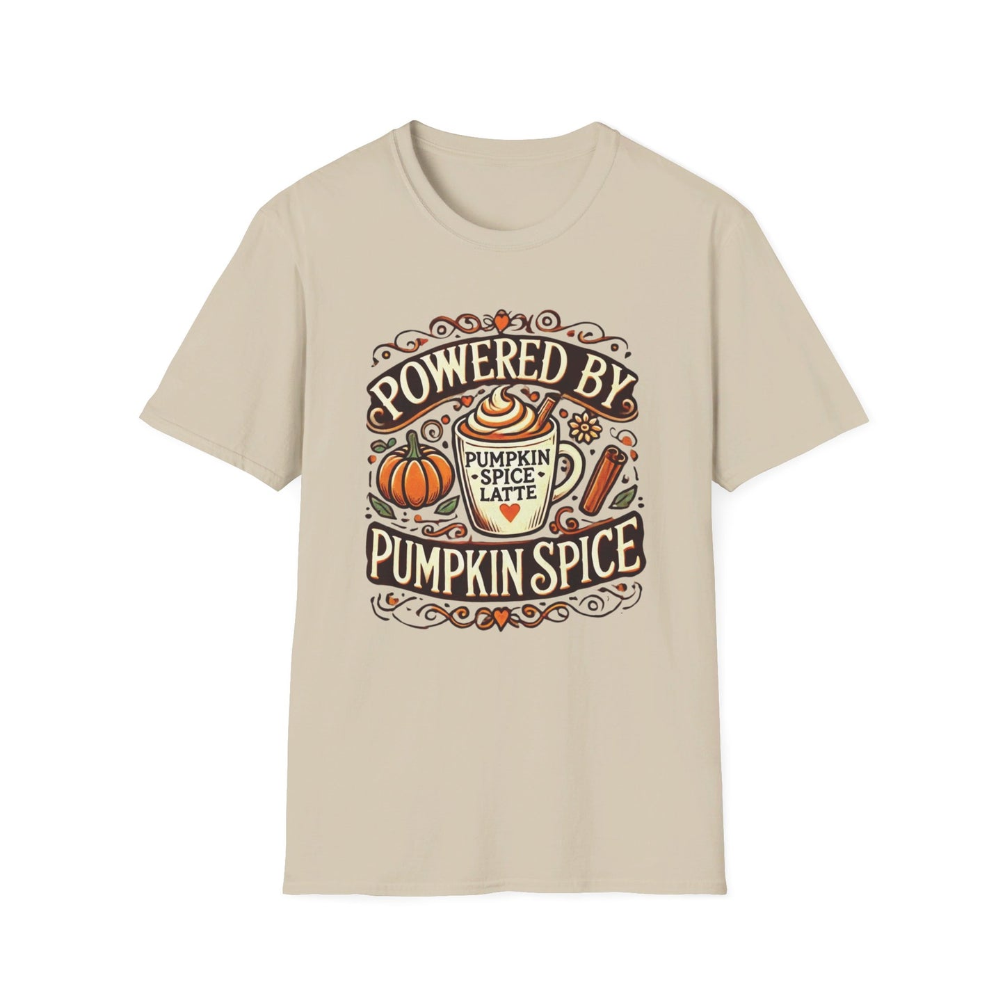 Powered by Pumpkin Spice - Unisex Softstyle T-Shirt | Cozy Fall Vibes Tee"