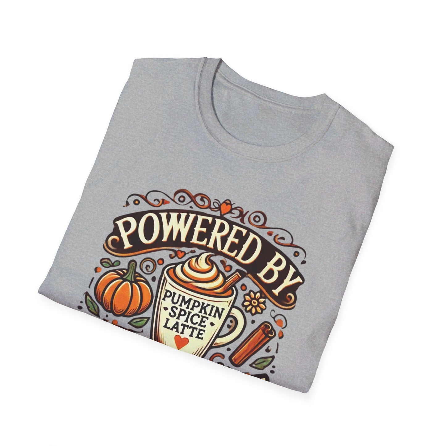 Powered by Pumpkin Spice - Unisex Softstyle T-Shirt | Cozy Fall Vibes Tee"