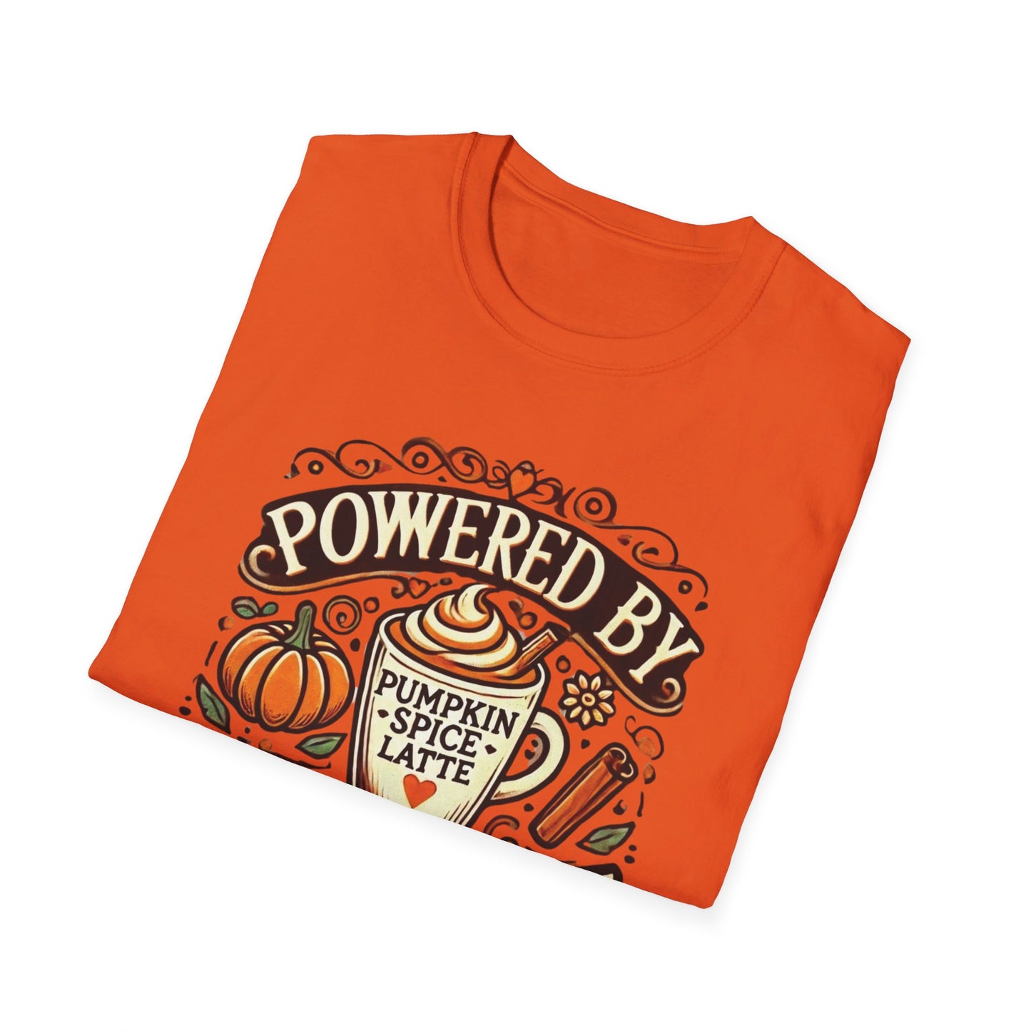 Powered by Pumpkin Spice - Unisex Softstyle T-Shirt | Cozy Fall Vibes Tee"