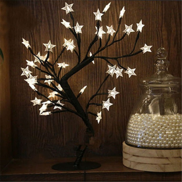 LED Cherry Blossom Crystal Star Desk Top Bonsai Tree Light – Perfect for Home, Wedding, and Party Decor