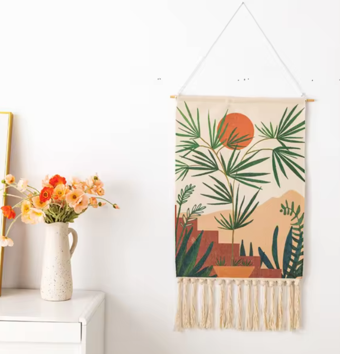 Boho Hanging Tapestry with Handmade Tassels - Wall Decor for Dorm, Hotel, or Home