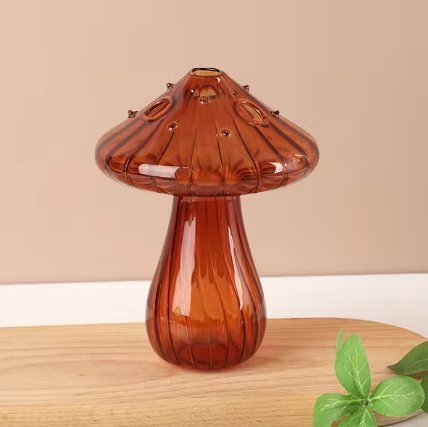 Whimsical Decor: Mini Mushroom Glass Vase for Home, and Office