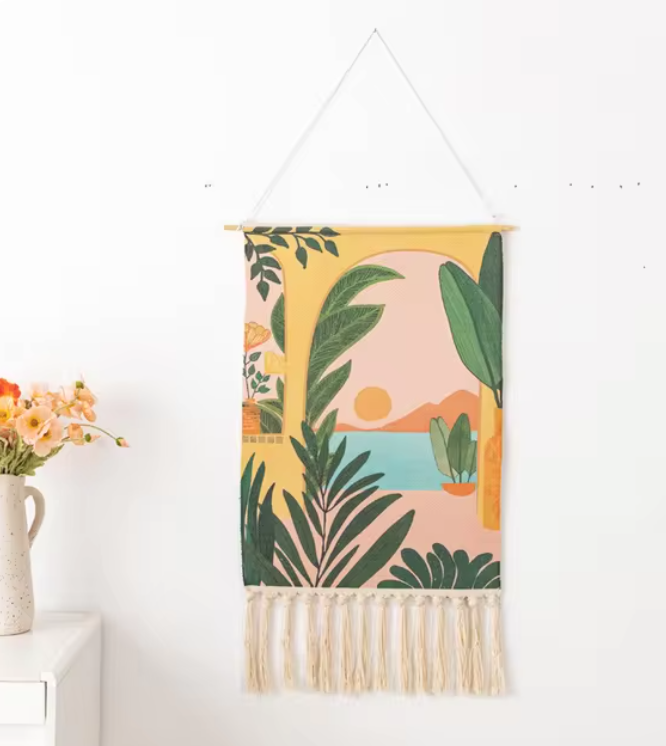 Boho Hanging Tapestry with Handmade Tassels - Wall Decor for Dorm, Hotel, or Home