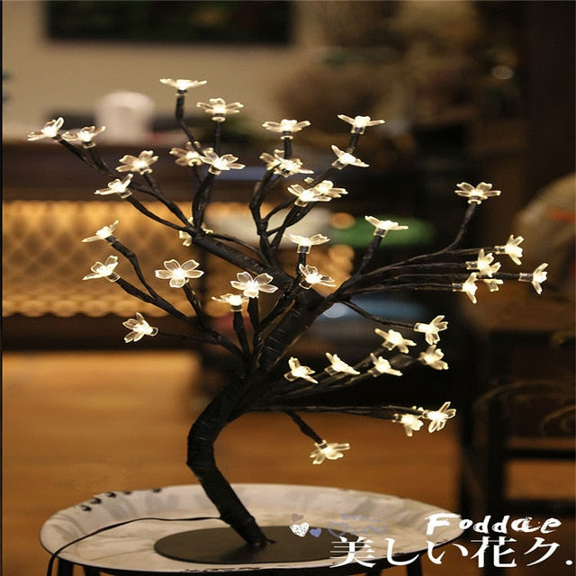 LED Cherry Blossom Crystal Star Desk Top Bonsai Tree Light – Perfect for Home, Wedding, and Party Decor