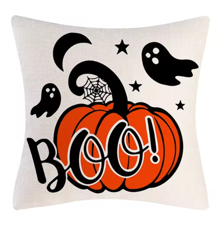 Halloween Magic: Cat Witch Linen Cushion Cover for Fall Home Decor