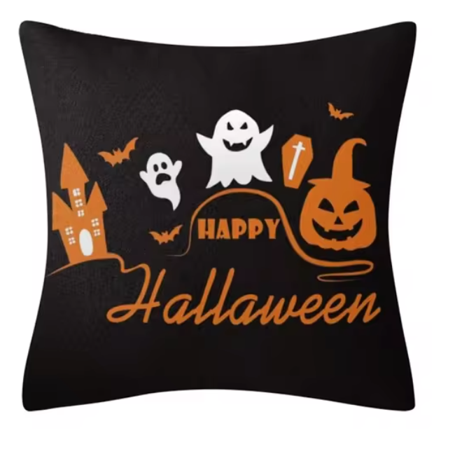 Halloween Magic: Cat Witch Linen Cushion Cover for Fall Home Decor