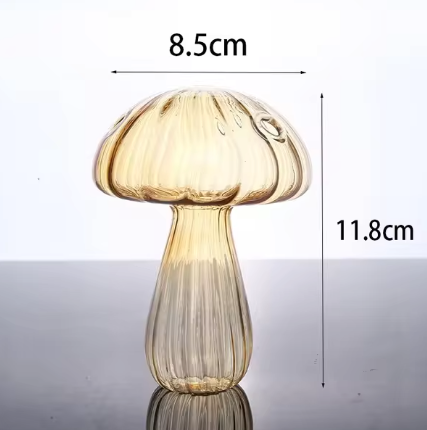 Whimsical Decor: Mini Mushroom Glass Vase for Home, and Office