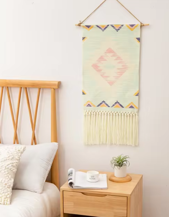 Boho Hanging Tapestry with Handmade Tassels - Wall Decor for Dorm, Hotel, or Home