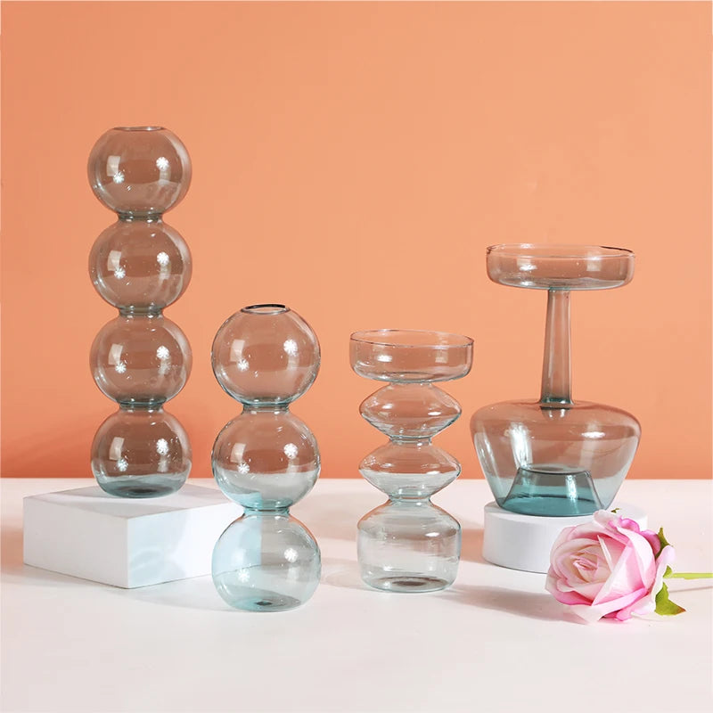 Scandinavian Chic: Nordic Glass Vase for Hydroponic Plants and Dried Flowers