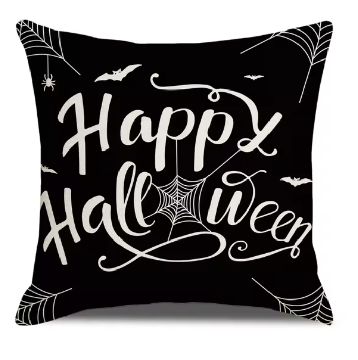 Spooky Farmhouse Charm: Halloween Pumpkin Cushion Cover - 18x18 Inch