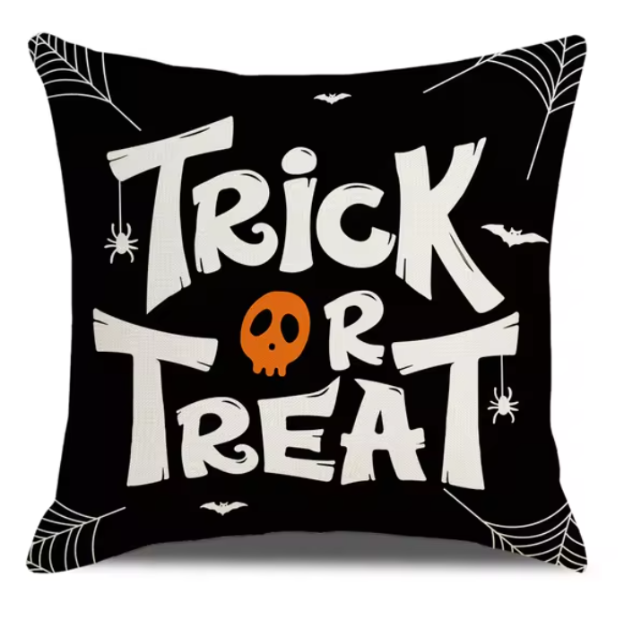 Spooky Farmhouse Charm: Halloween Pumpkin Cushion Cover - 18x18 Inch