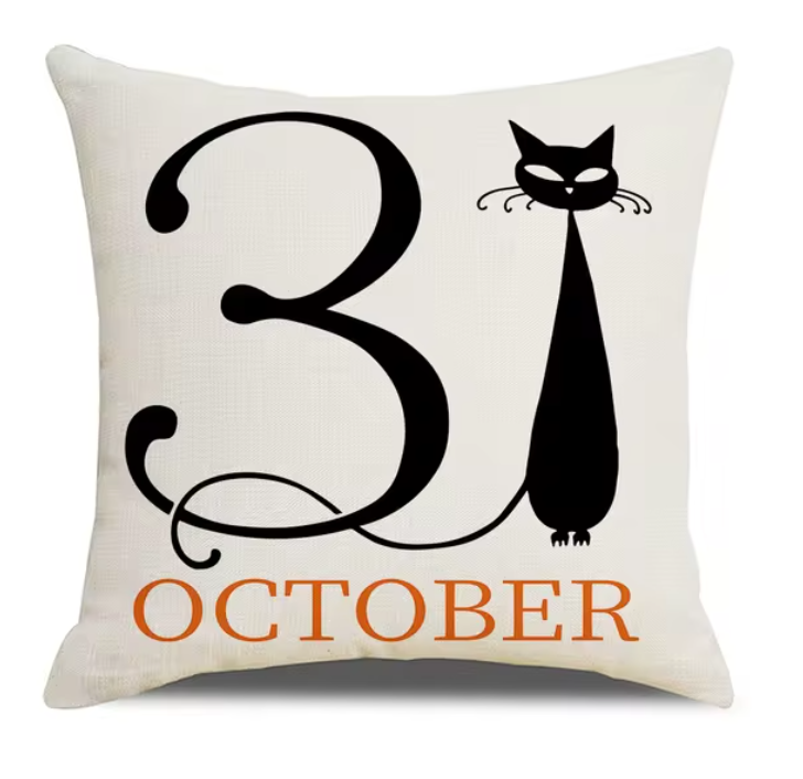 Spooky Farmhouse Charm: Halloween Pumpkin Cushion Cover - 18x18 Inch