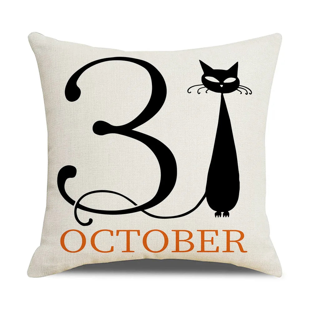 Spooky Farmhouse Charm: Halloween Pumpkin Cushion Cover - 18x18 Inch