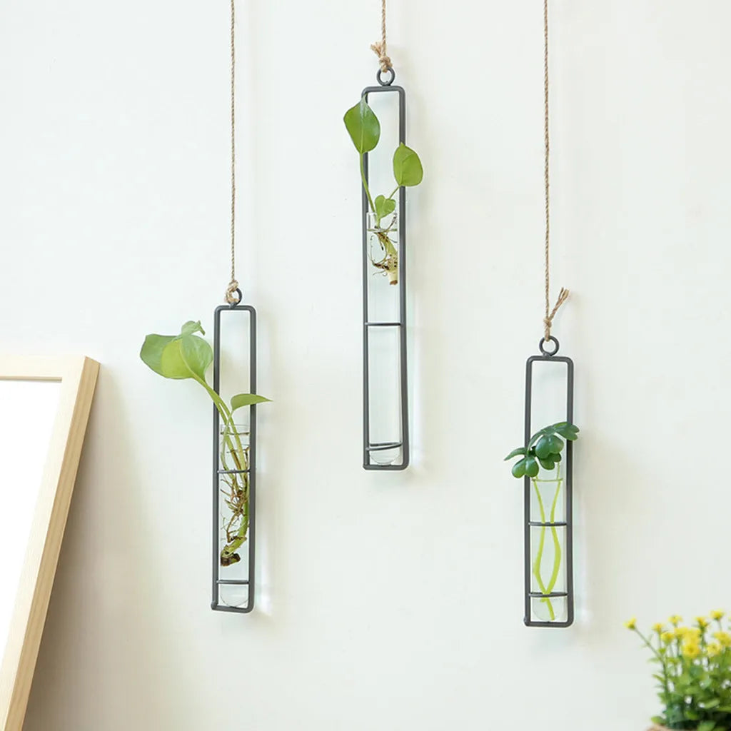 Nordic Hanging Glass Test Tube Vases | Wall-Mounted Flower Holders | Air Plant & Hydroponic Decor