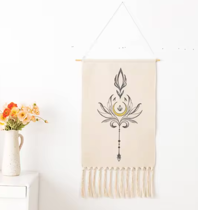 Boho Hanging Tapestry with Handmade Tassels - Wall Decor for Dorm, Hotel, or Home