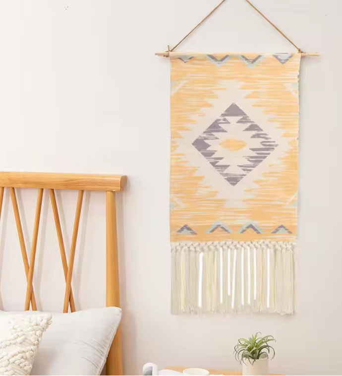 Boho Hanging Tapestry with Handmade Tassels - Wall Decor for Dorm, Hotel, or Home