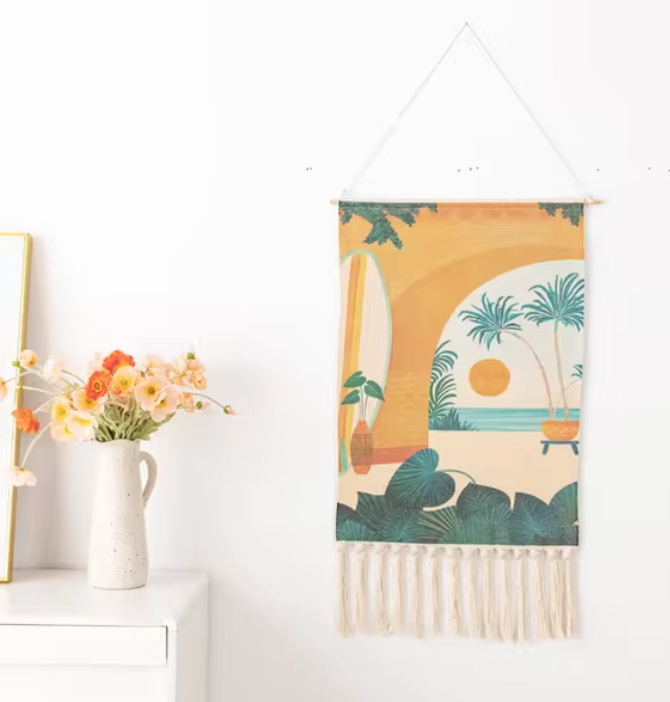 Boho Hanging Tapestry with Handmade Tassels - Wall Decor for Dorm, Hotel, or Home