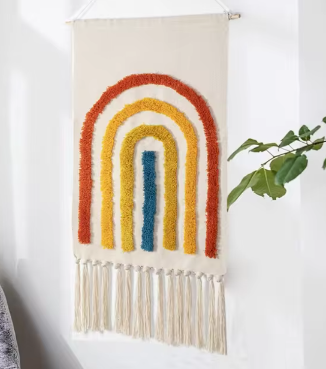 Boho Hanging Tapestry with Handmade Tassels - Wall Decor for Dorm, Hotel, or Home