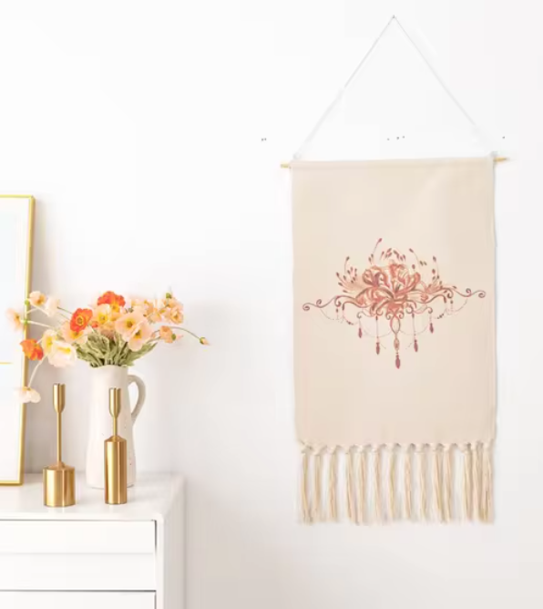 Boho Hanging Tapestry with Handmade Tassels - Wall Decor for Dorm, Hotel, or Home