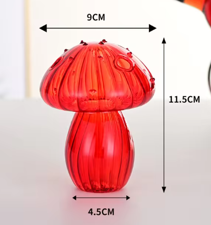 Whimsical Decor: Mini Mushroom Glass Vase for Home, and Office