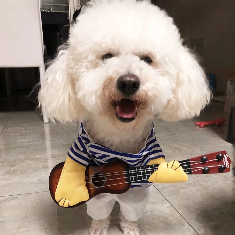 Guitarist Dog Costume – Funny Pet Outfit for Halloween & Cosplay Parties!