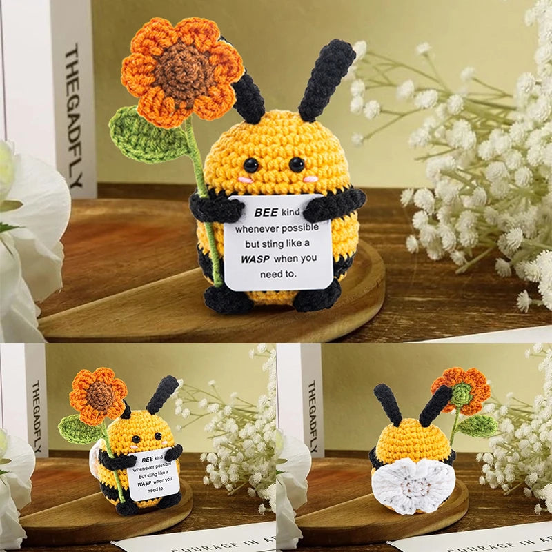 Positive Crochet Bee Desk Decorations – Kawaii Vegetables Doll Toys for Kids by Bandito & Co.