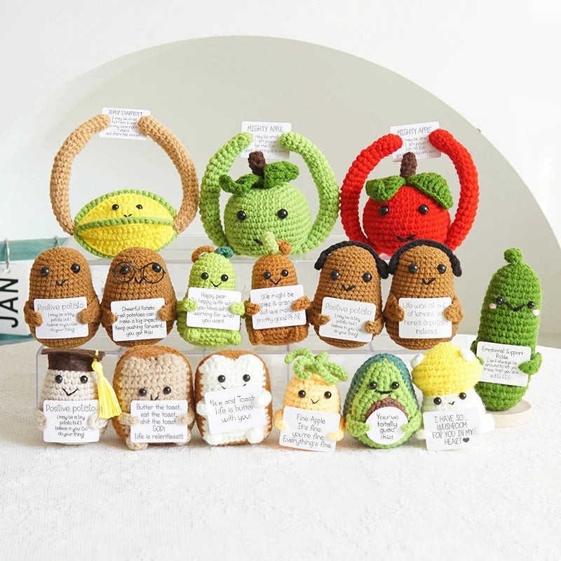 Positive Crochet Bee Desk Decorations – Kawaii Vegetables Doll Toys for Kids by Bandito & Co.