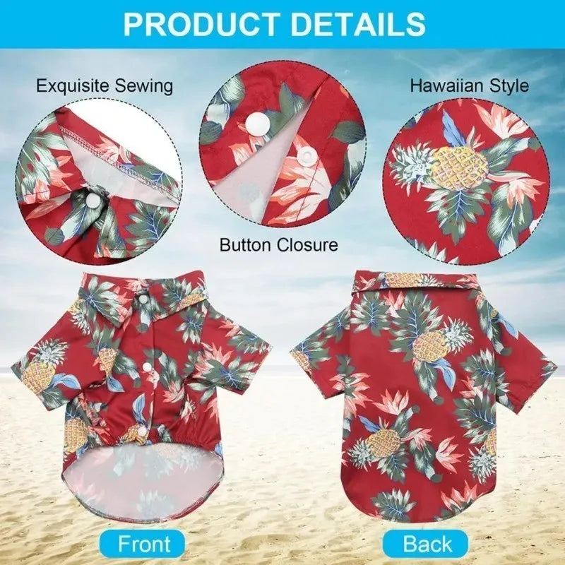 Hawaiian Beach Style Dog Shirt - Summer Clothing for Small to Medium Pets | Teddy, French Bulldog, Cat | Stylish Pet Jacket