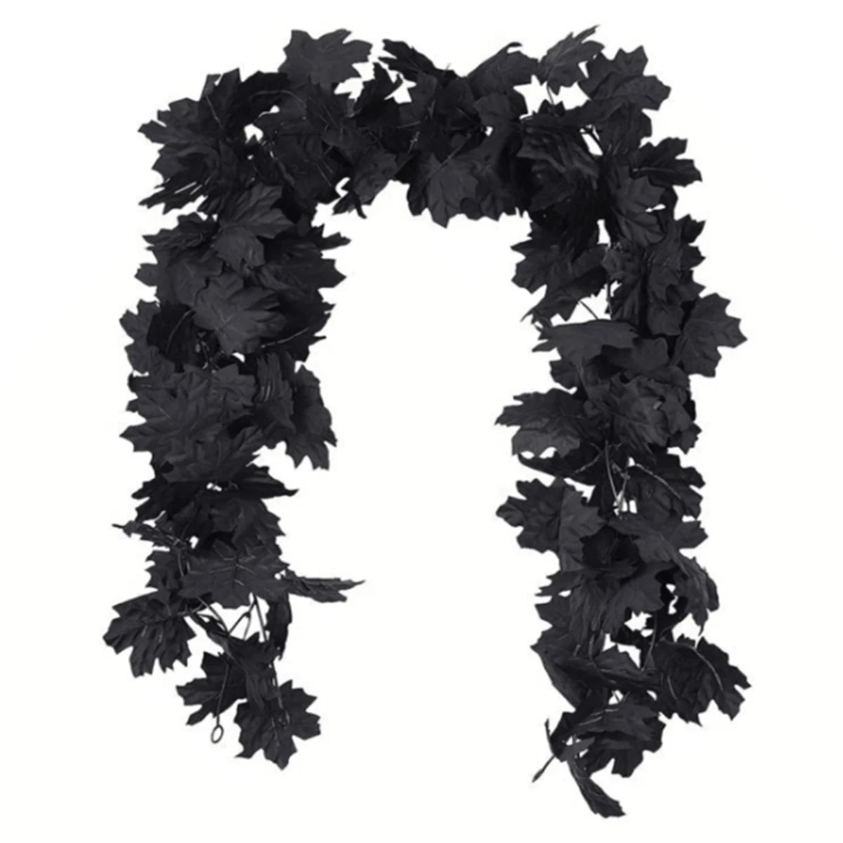 Halloween Black Maple Leaf Garland - 36-Piece Fall Décor for Spooky Halloween Decorations