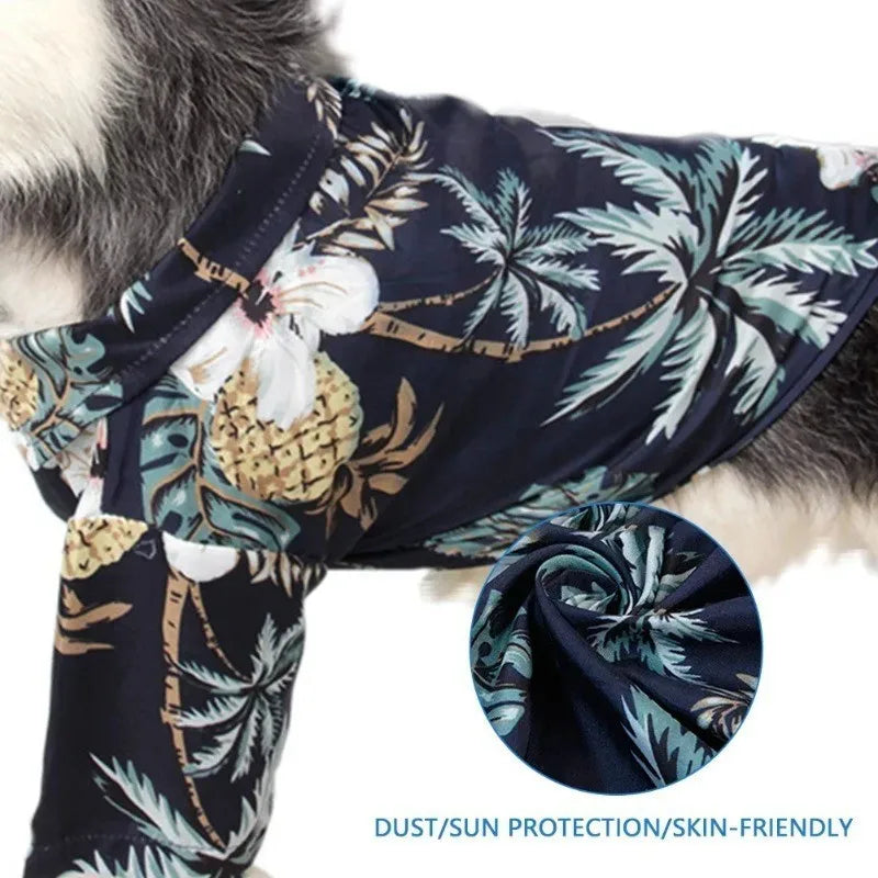 Hawaiian Beach Style Dog Shirt - Summer Clothing for Small to Medium Pets | Teddy, French Bulldog, Cat | Stylish Pet Jacket