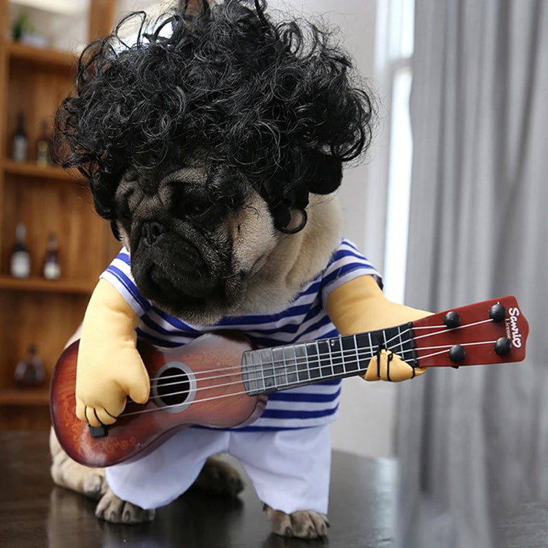 Guitarist Dog Costume – Funny Pet Outfit for Halloween & Cosplay Parties!