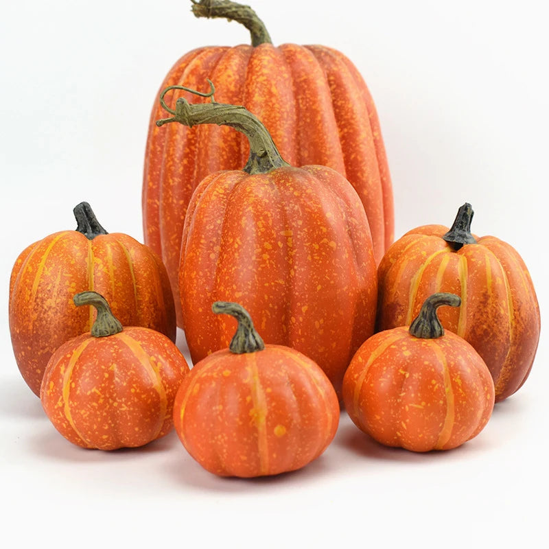 7pcs Simulation Pumpkin Model – Perfect for Halloween & Fall Harvest Decor. 🎃