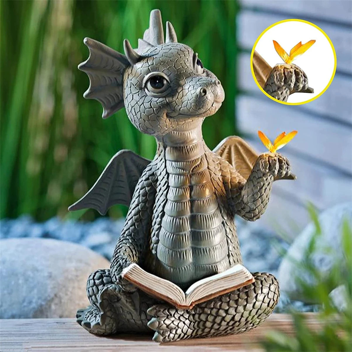 Dragon Dinosaur Meditation Sculpture – Perfect for Your Garden or Home!