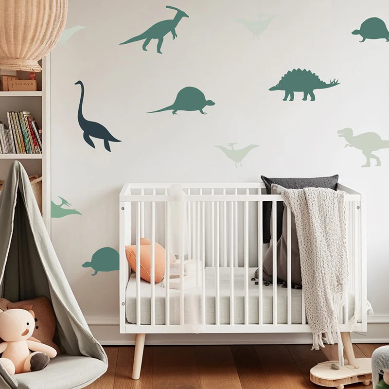 Boho Cartoon Dinosaur Wall Stickers - DIY Nursery Decor for Boys' Bedroom or Baby Room