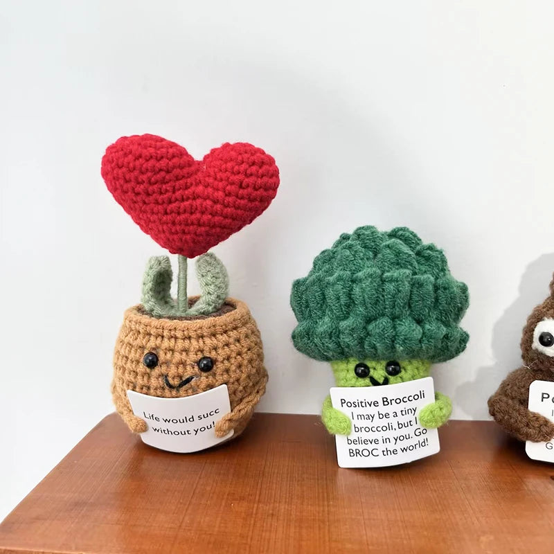 Positive Crochet Bee Desk Decorations – Kawaii Vegetables Doll Toys for Kids by Bandito & Co.