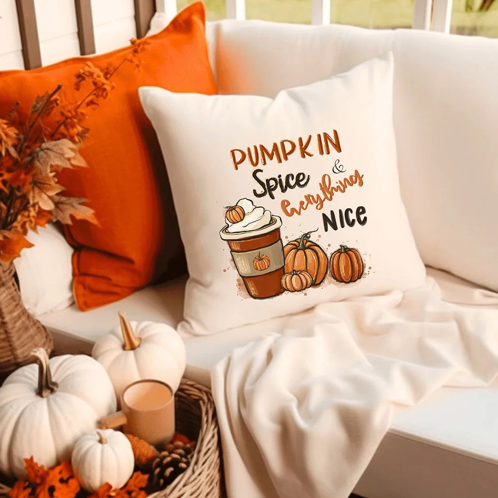 Autumn Cozy: "Pumpkin Spice & Everything Nice" & More Fall Couch Cushion Covers