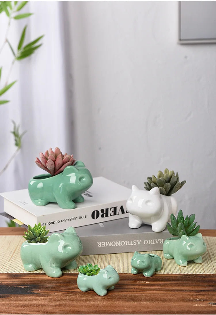 Creative Ceramic Mini Succulent Planter – Cute Animal Flower Pot for Home & Garden Décor