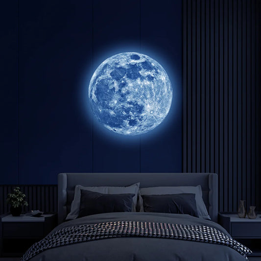 3D Luminous Moon Wall Sticker - Glow-in-the-Dark Fluorescent Decal for Kids' Rooms