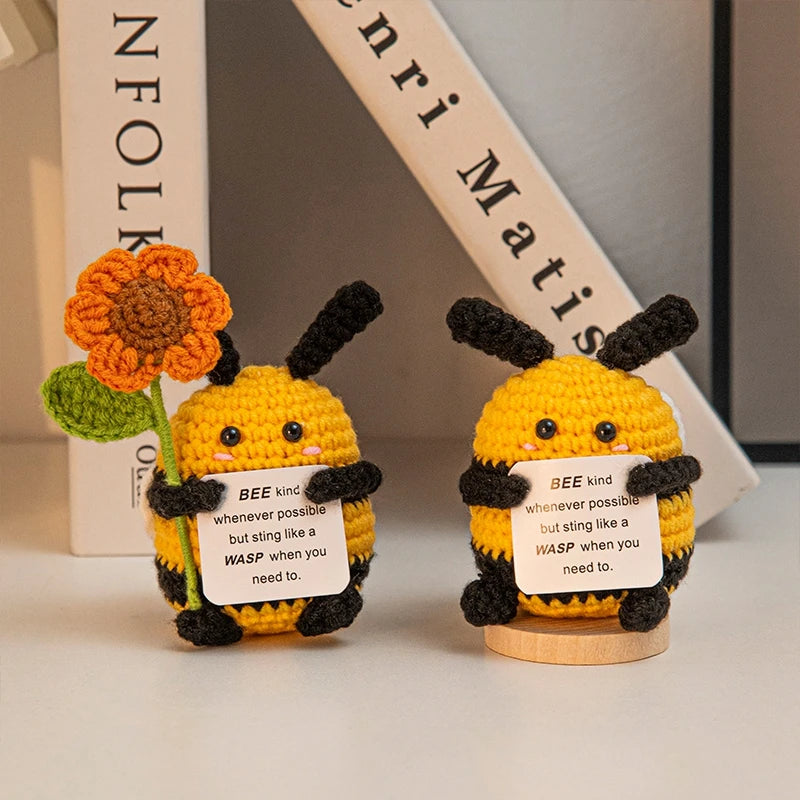 Positive Crochet Bee Desk Decorations – Kawaii Vegetables Doll Toys for Kids by Bandito & Co.