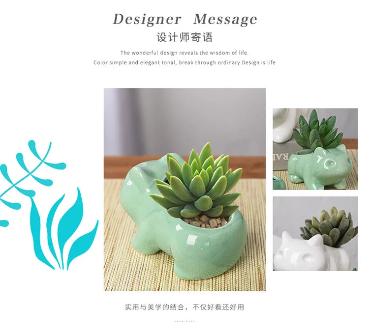 Creative Ceramic Mini Succulent Planter – Cute Animal Flower Pot for Home & Garden Décor