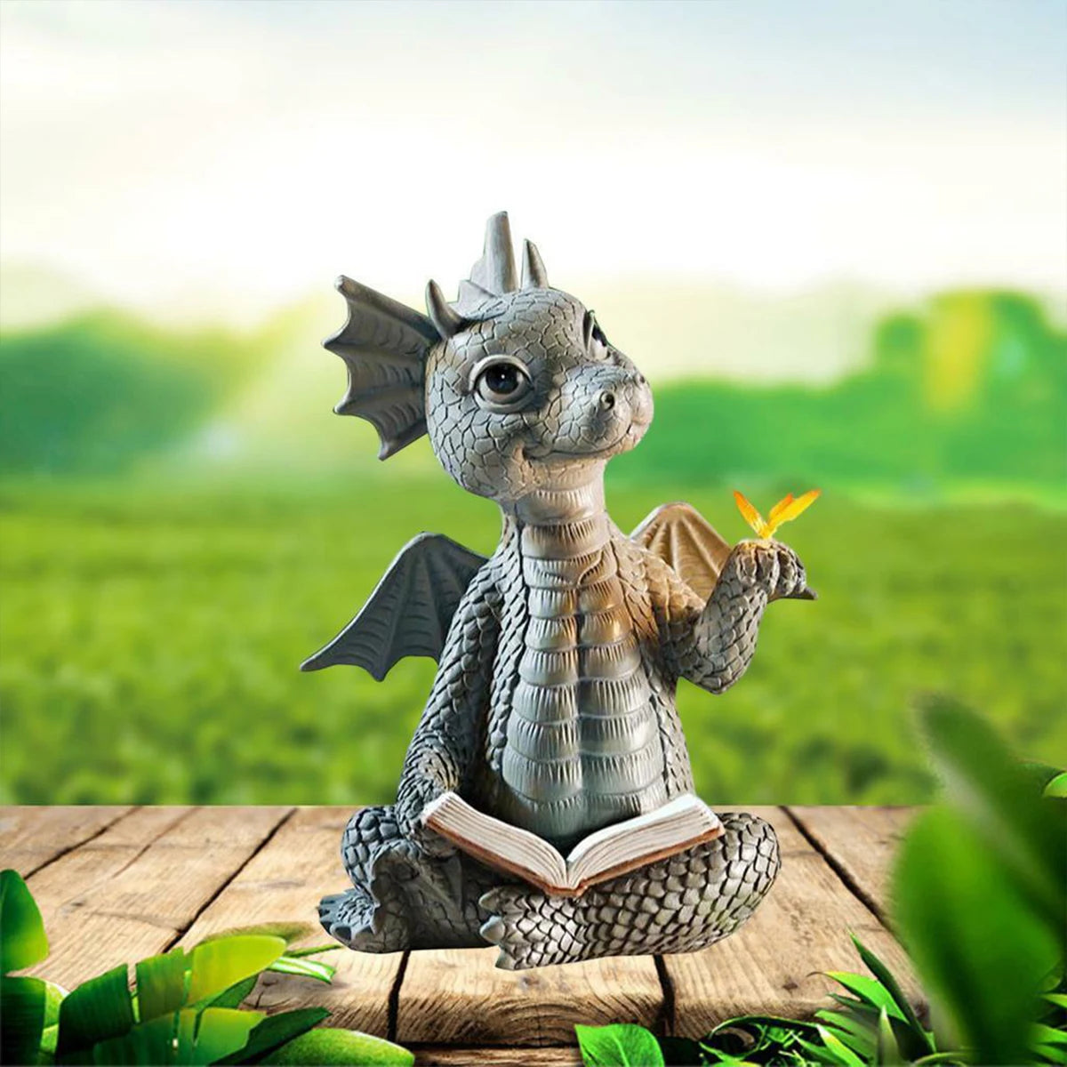 Dragon Dinosaur Meditation Sculpture – Perfect for Your Garden or Home!