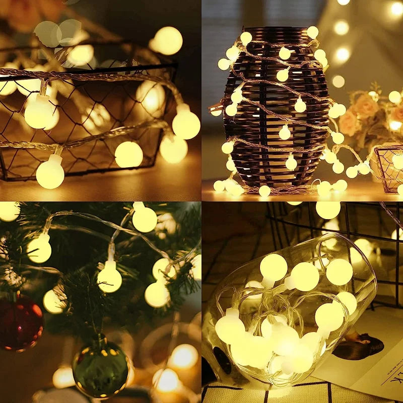 LED Ball String Lights, USB/Battery Operated, Outdoor Fairy Globe Lights for Wedding, Halloween, Garden, and Christmas Decor