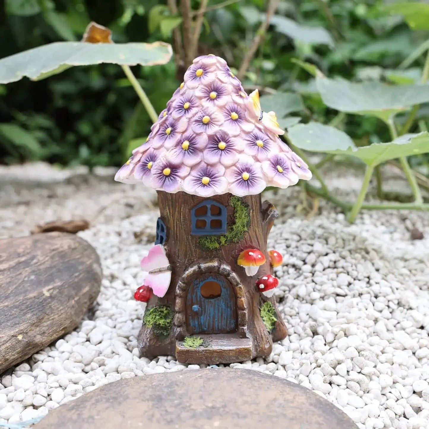 Solar Fairy Garden House – Light-Up Mushroom Figurine for Whimsical Yard Decor