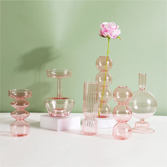 Scandinavian Chic: Nordic Glass Vase for Hydroponic Plants and Dried Flowers