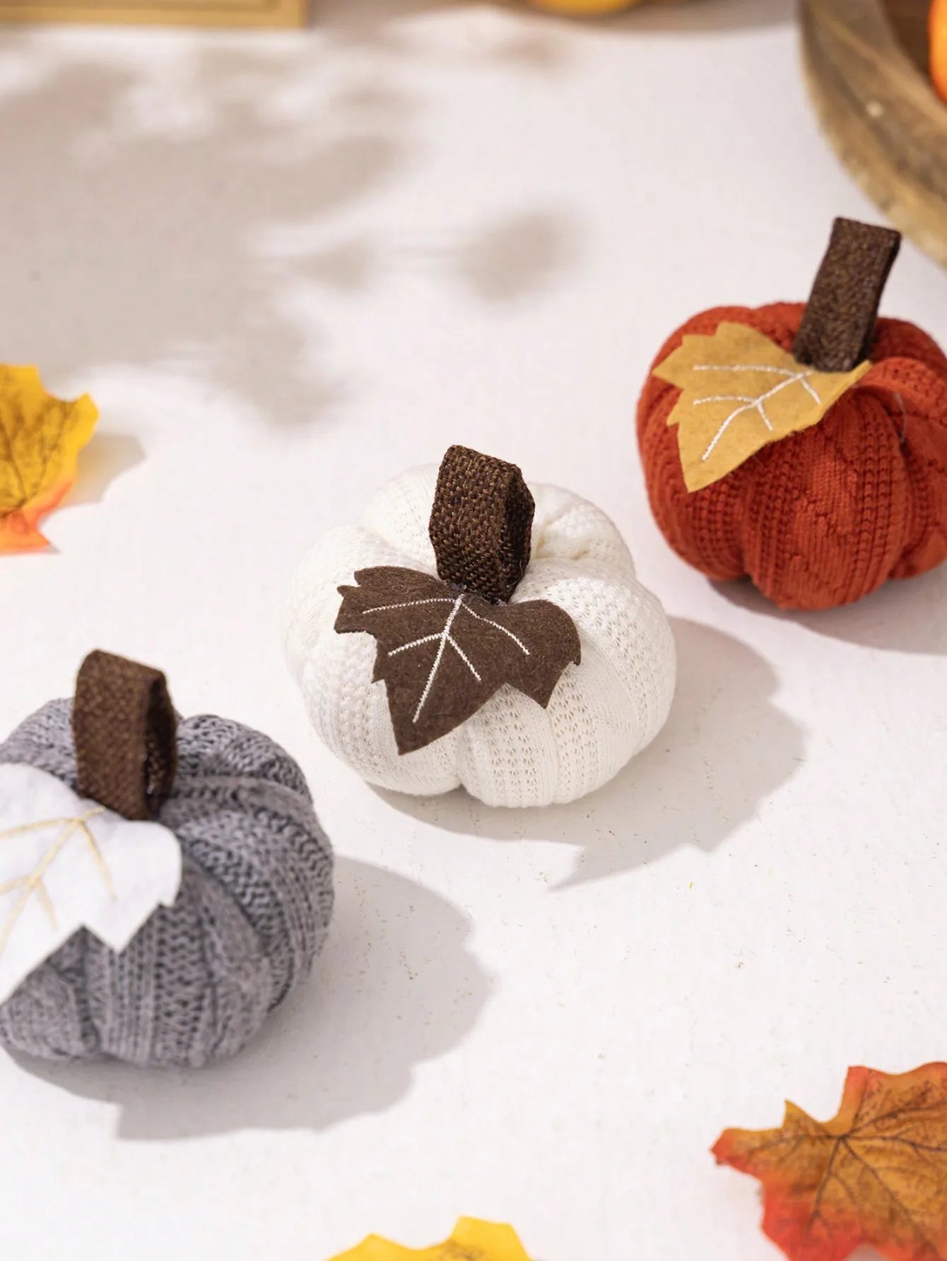 Knitted Pumpkin Thanksgiving Decor – Cozy Harvest Day Ornaments for Festive Fall