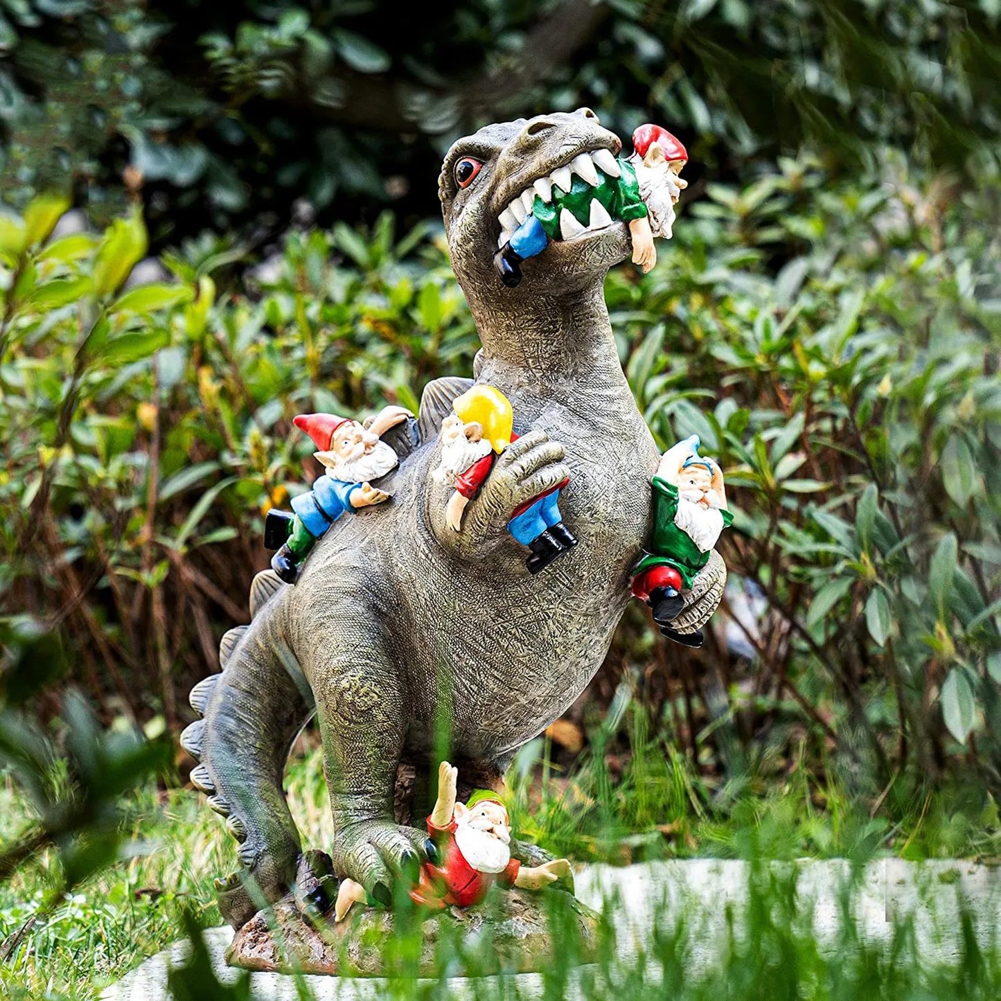 🦖 Garden Dinosaur Eating Gnome Statue – Funny Resin Sculpture Outdoor Decor