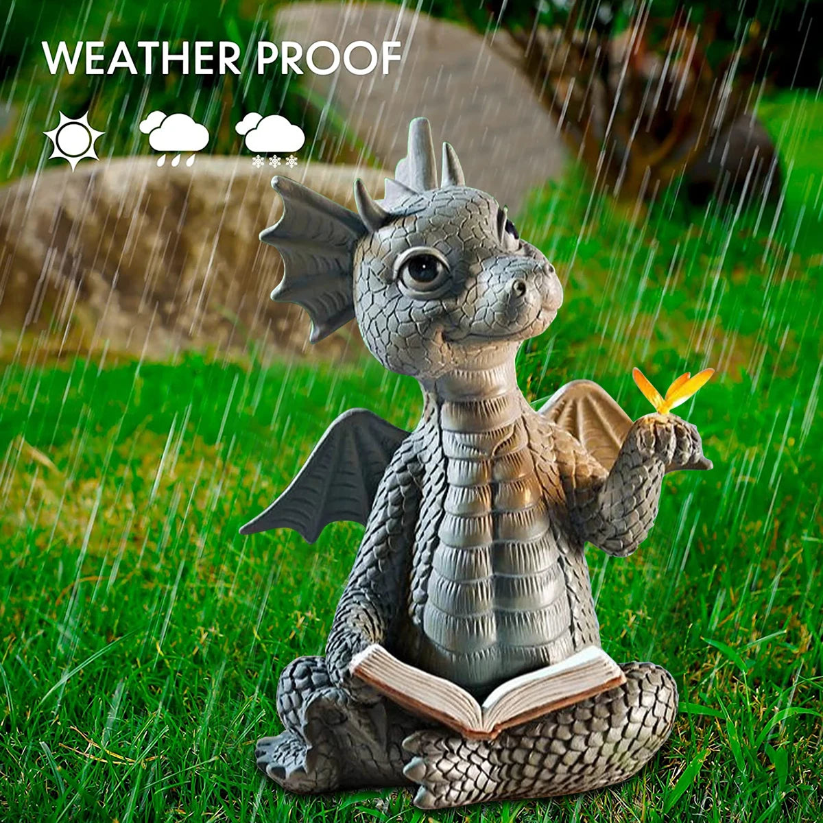 Dragon Dinosaur Meditation Sculpture – Perfect for Your Garden or Home!