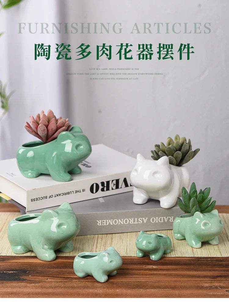 Creative Ceramic Mini Succulent Planter – Cute Animal Flower Pot for Home & Garden Décor