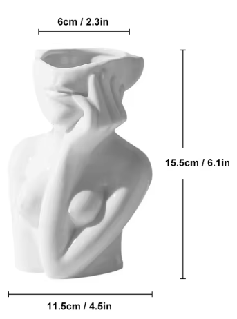 Norse Woman Body Face Vase | Artistic Ceramic Flower Pot | Nordic Desktop & Home Decor