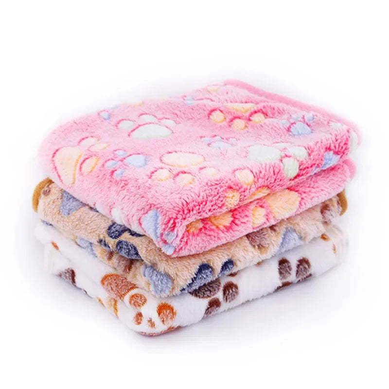 Cute Dog Bed Mats Soft Flannel Fleece Paw Print Warm Blanket for Small & Medium Dogs and Cats